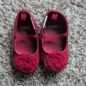Gymboree Burgundy Kids Dress Shoes with Floral Detail